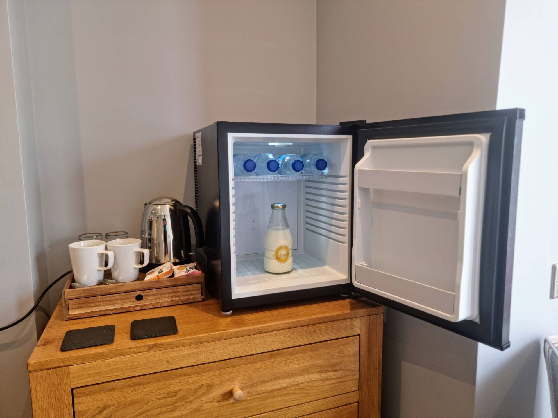 Tea and coffee-making facilities provided for guests in Suite 103 at Min y Don Llandudno.