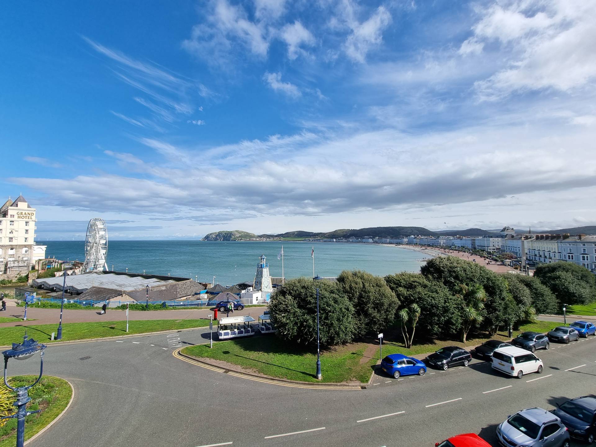 Panoramic sea and promenade views from Room 301 at Min y Don Llandudno, overlooking North Parade and the Little Orme.